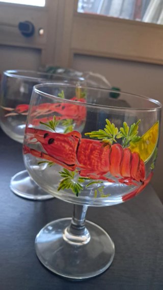 4 Bicchieri Cocktail Gamberi Rossi