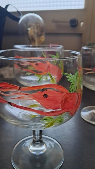 4 Bicchieri Cocktail Gamberi Rossi
