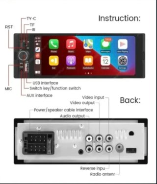 Radio Coche 1 DIN Pantalla Táctil CarPlay/Android