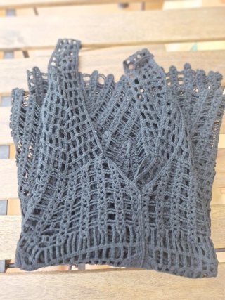 Top Crochet Nero Donna Taglia Unica