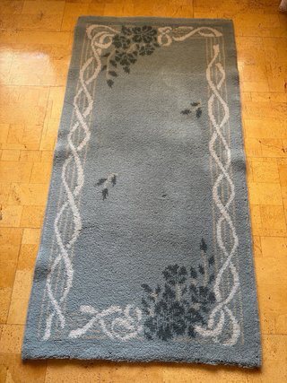 Alfombra azul lana 1,37 x 0,70