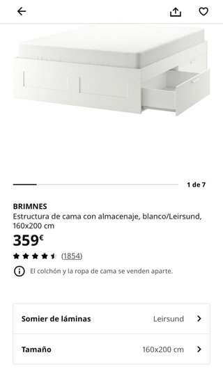 Cama BRIMNES 160x200 con somier de láminas