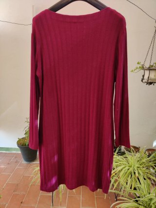 Vestido punto canalé Esmara burdeos