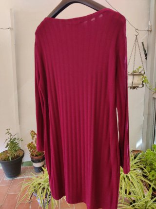 Vestido punto canalé Esmara burdeos