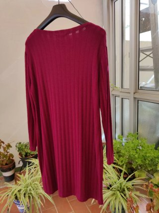 Vestido punto canalé Esmara burdeos