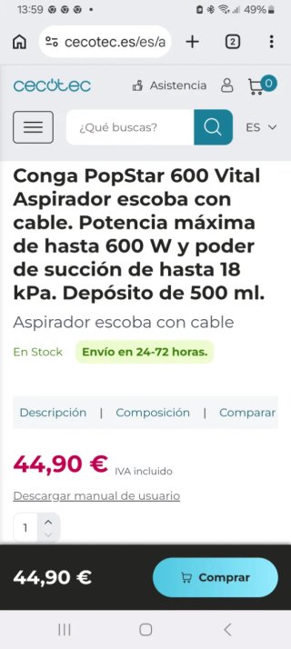 Aspirador Cecotec con cable