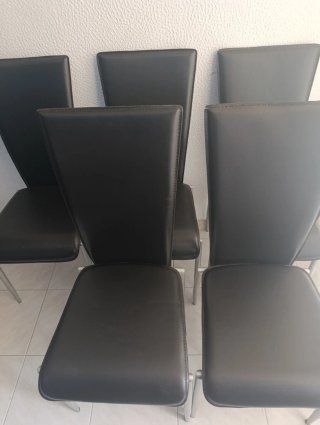 Juego de 5 sillas de comedor de piel sintética