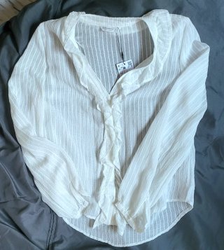 Blusa Stradivarius Blanca T M Volantes