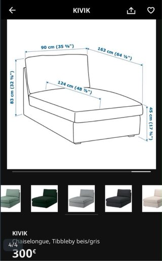 Chaiselongue KIVIK gris tela