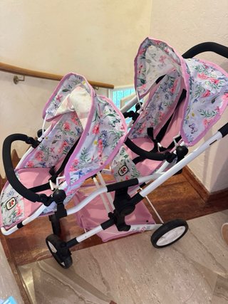 Cochecito gemelar para muñecas
