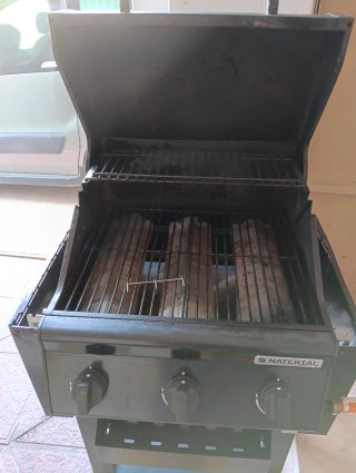 Barbacoa Naterial Negra y Plateada de gas.