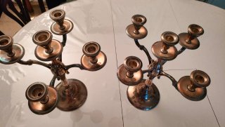Pareja Candelabros Vintage Alpaca