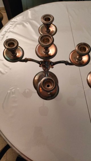 Pareja Candelabros Vintage Alpaca