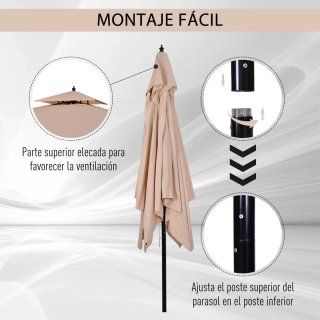 Parasol Jardín Doble Techo Beige 3x3m