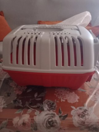 Transportín perro/gato rojo y gris