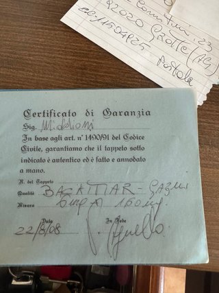 Tappeto Bakhtiari lana certificato