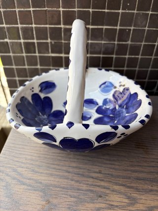 Frutero de porcelana azul y blanco