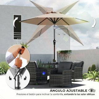 Sombrilla de Jardín Ø230x216 cm Beige