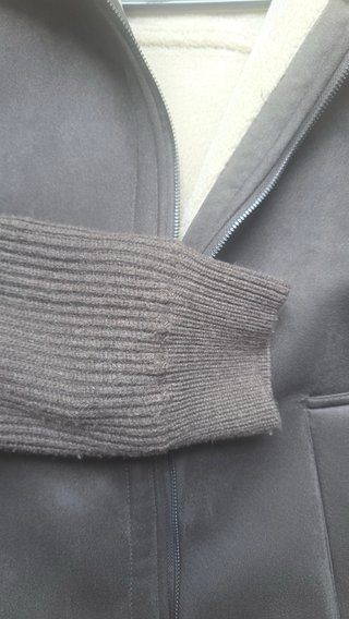 Chaqueta efecto ante marrón con borrego