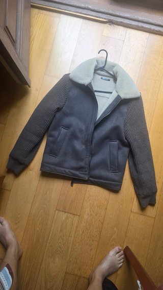 Chaqueta efecto ante marrón con borrego