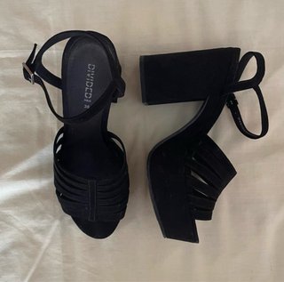 Sandalias negras H&M tacón ancho Talla 36