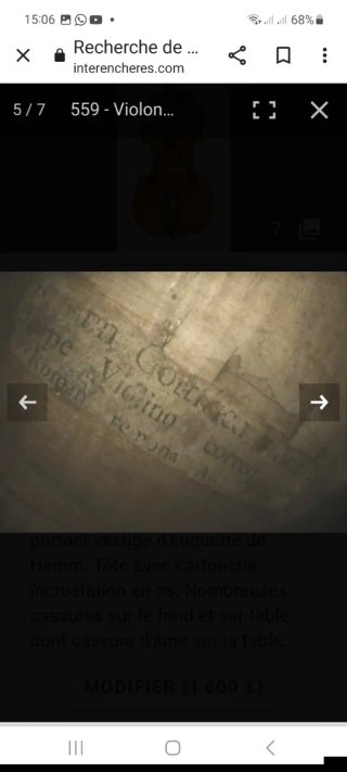 Violín J G Hamm 1780 Cert. Rampal