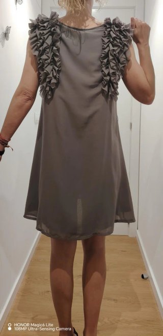 Vestido fiesta gris talla L