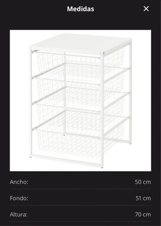 Cómoda o cajonera blanca con 4 cestas Jonaxel