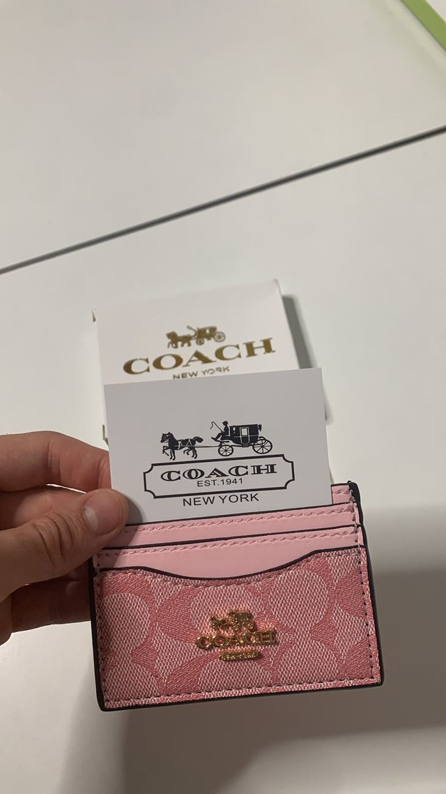 Tarjetero Coach Rosa Monogram
