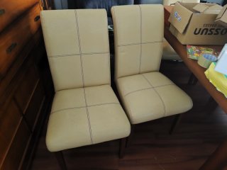 Lote 6 Sillas Madera Polipiel Beige
