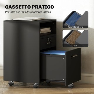 Cassettiera da Ufficio Portadocumenti in Legno con