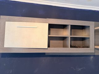 Mueble de salón modular gris y beige