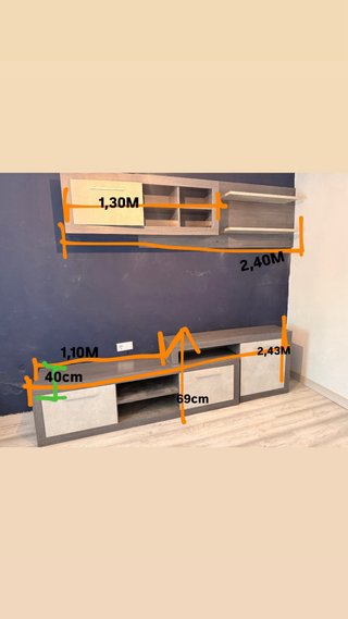 Mueble de salón modular gris y beige