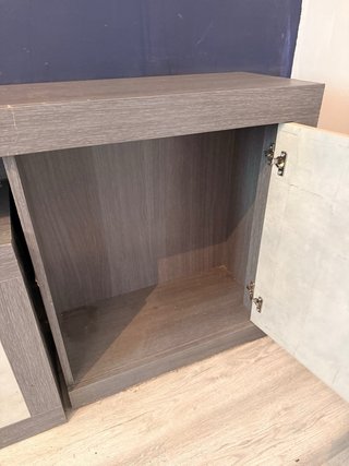 Mueble de salón modular gris y beige