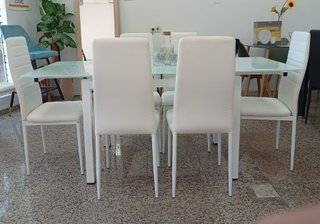 Mesa Extensible DT + 6 Sillas Blancas. ¡EN OFERTA!