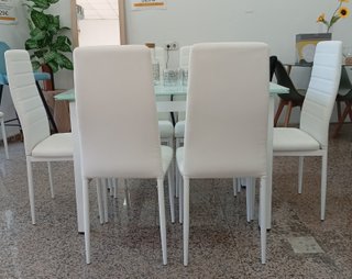 Mesa Extensible DT + 6 Sillas Blancas. ¡EN OFERTA!