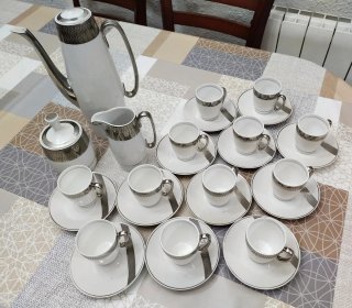 Juego Café Vintage Porcelana y Plata