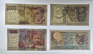 Lote Banconote Italiane Lire 1000, 2000, 500
