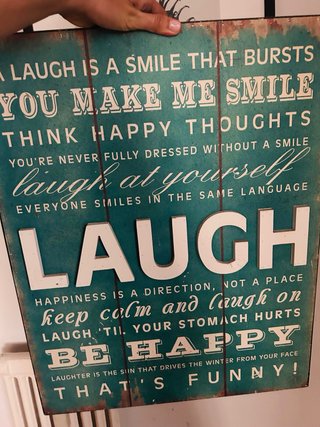 Cuadro de madera Laugh