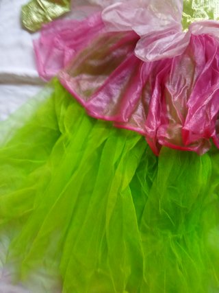 Disfraz infantil verde y rosa