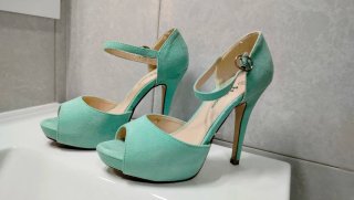 Zapatos de tacón verde azulado talla 38