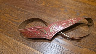 Cintura artigianale pelle rossa e oro