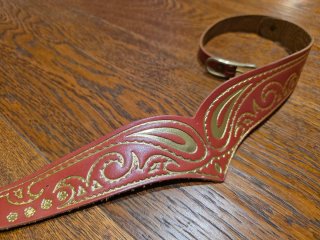 Cintura artigianale pelle rossa e oro
