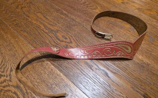 Cintura artigianale pelle rossa e oro