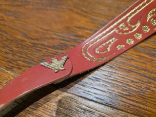 Cintura artigianale pelle rossa e oro