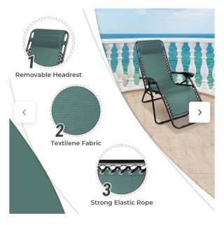 Tumbona Plegable Exterior Gravedad Zero Verde.