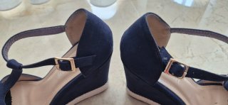 Cuñas de esparto y ante italianas azul oscuro