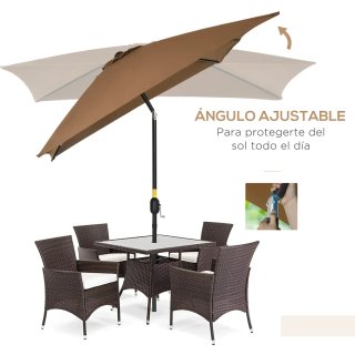 Sombrilla Rectangular Marrón 198x294x255