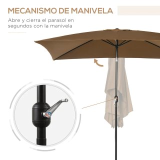 Sombrilla Rectangular Marrón 198x294x255