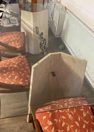Mesa de comedor cristal y madera